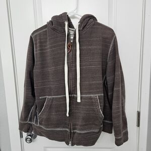 True Grit Men's Brown Zip Hoodie with Contrast Drawcords Large